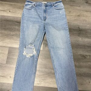 Abercrombie & Fitch Light Blue Distressed Straight Leg Jeans